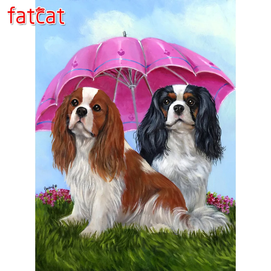 

FATCAT Diy Diamond Painting Cavalier King Charles Spaniel Dog 5D Mosaic Pattern Full Diamond Embroidery cute pet puppy AE367
