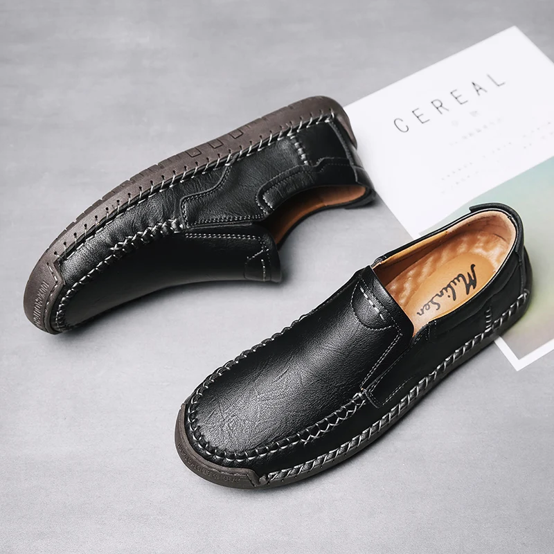 

2019 brand high quality spring and autumn sets of feet natural casual men's shoes casual shoes leather men's shoes driving luxur