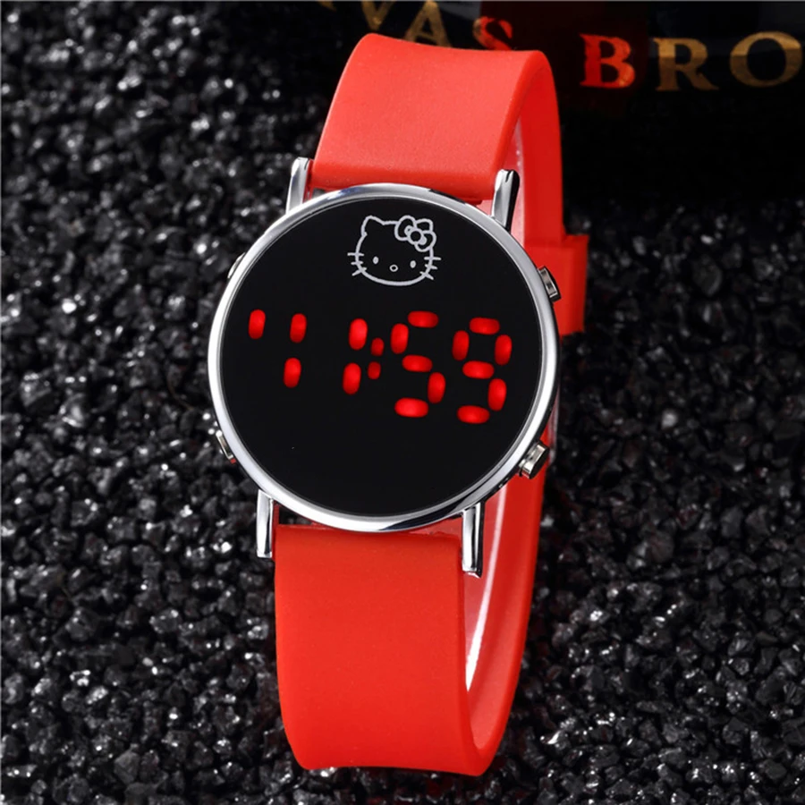 Новинка 2019 красные часы Reloj Kitty для детей Мультяшные Детские дамские наручные