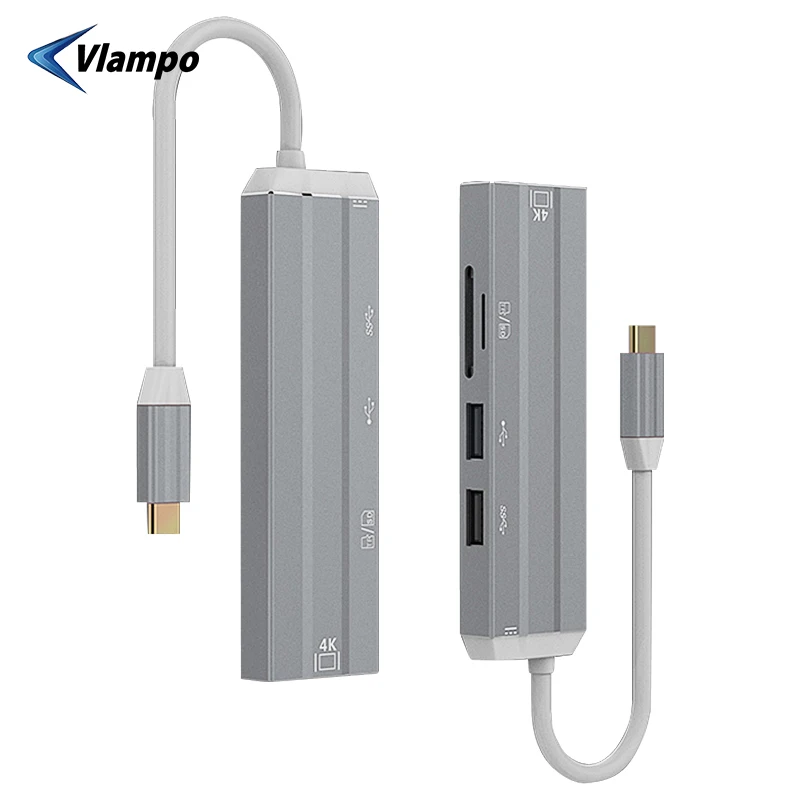 

VLAMPO 4 in 1 Multi USB3.0 HUB Expansion Dock Convert 4k Type C to HDMI 4Ports HUB Adapter for SD TF Card Reader For Macbook