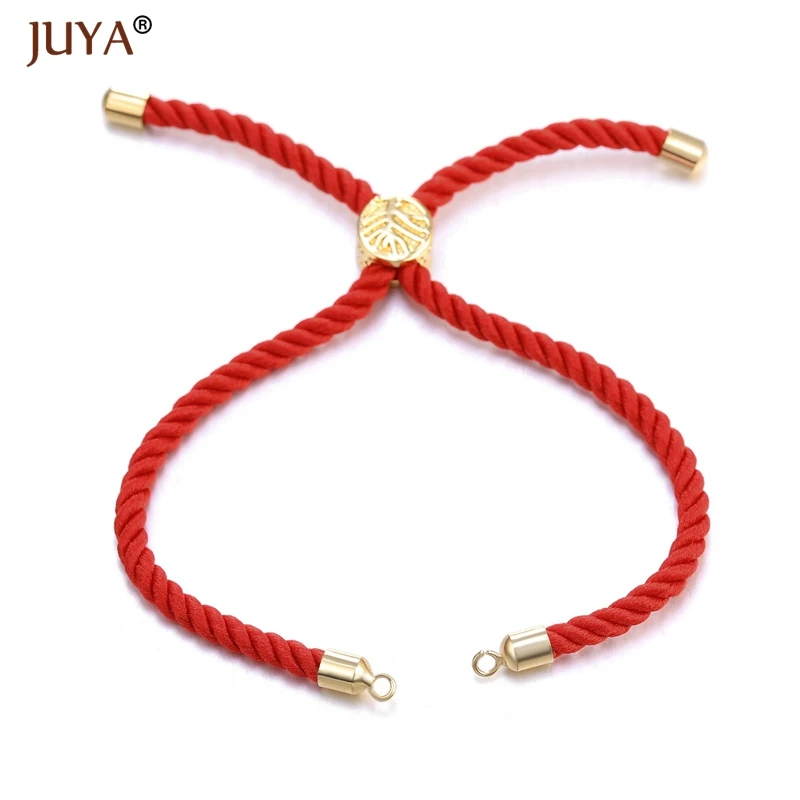 

2019 Red String Woven Rope Chain Slider Beads Adjustable Chains For Making Bracelets Accessories Link Connectors Charms 10pcs