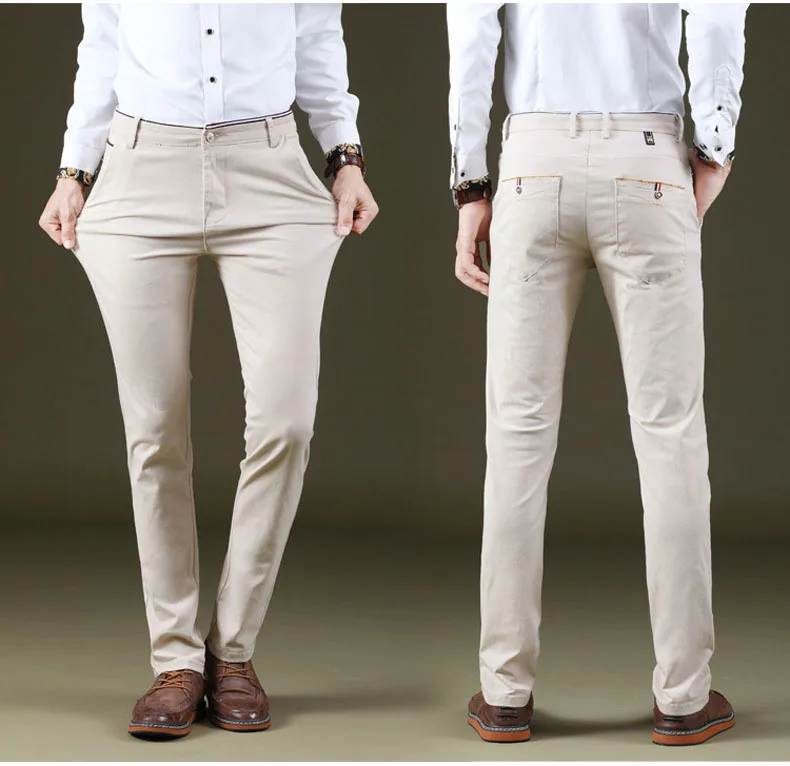 6 цветов повседневные брюки мужские весна новые деловые модные повседневные эластичные прямые брюки мужские брендовые серые белые хаки ВМФ