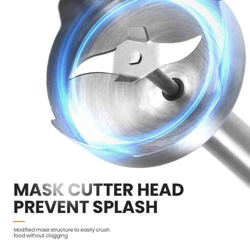 MIUI-핸드 이머전 블렌더 1000W 강력한 4-in-1, 스테인리스 스틸 스틱 푸드 믹서, 700ml 믹싱 비커, 500ml 프로세서, 거품기 4