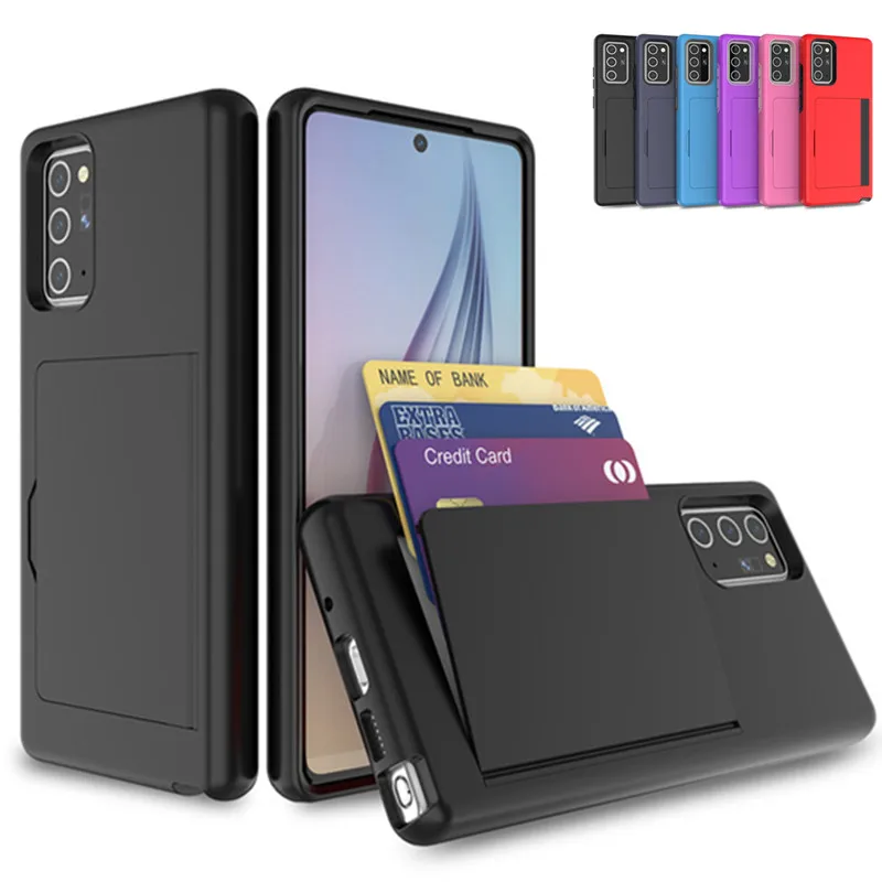 Per Samsung Galaxy Note 20 Ultra Case Business Candy Color Case Slot Per Schede Cover Note 10 20 S20 Ultra S10 Plus A50 A30 A20 Coque