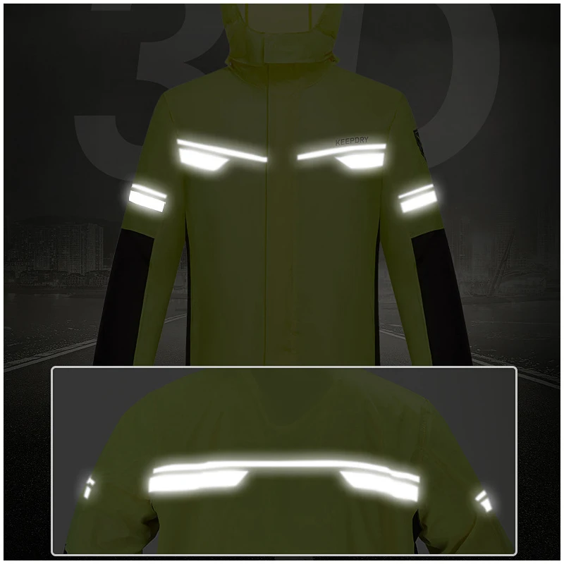 Reflective Motorcycle Raincoat Split Rain Suit Capa de Chuva Moto Waterproof Impermeable Combinaison Pluie Moto NANSHI