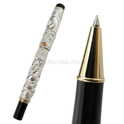 Jinhao – stylo à bille Double Dragon, sculpture de perles, gaufrage, argent, rouleau, capuchon de tour, garniture dorée, papeterie professionnelle de bureau 