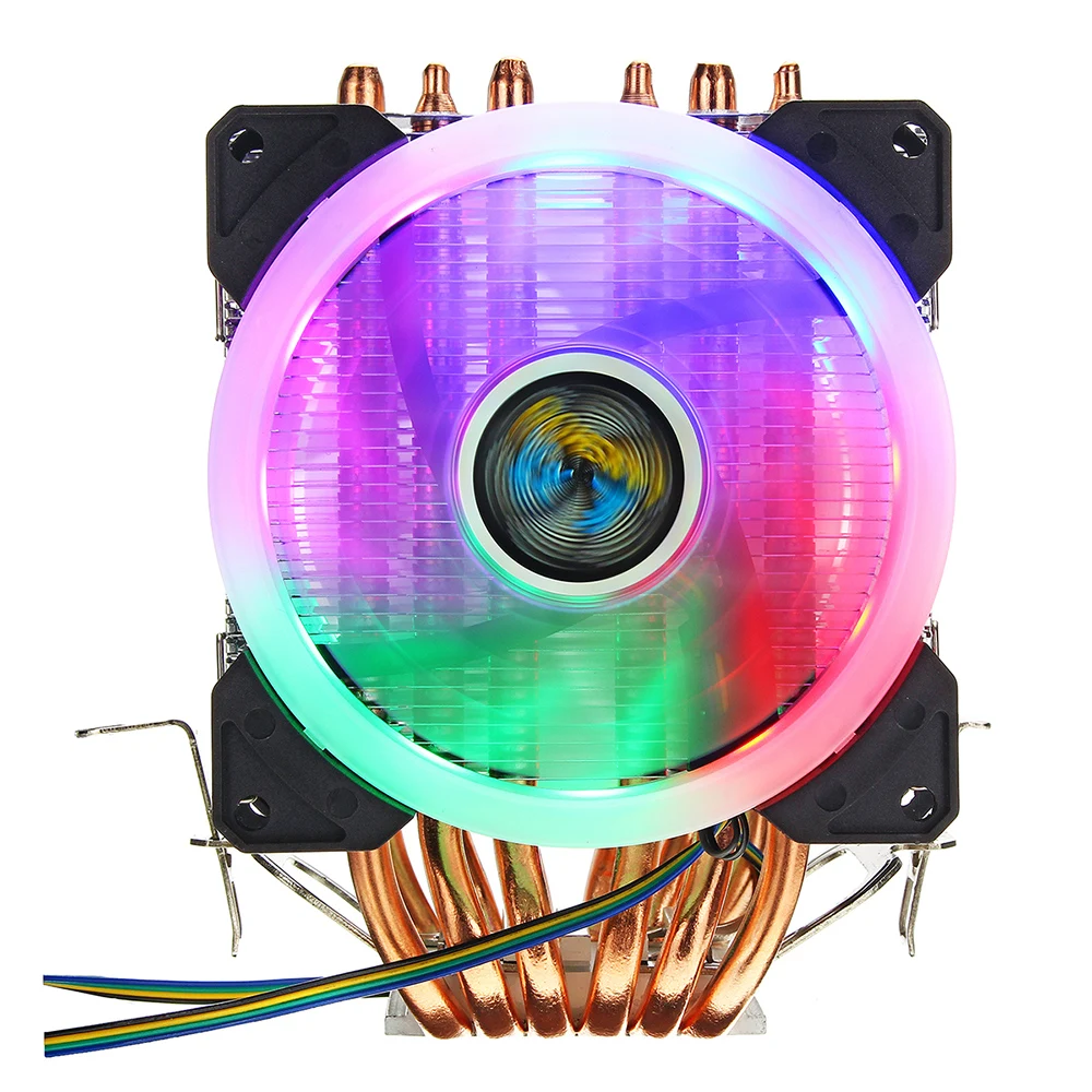4 контактный кулер ЦП RGB с 2 вентиляторами 6 тепловых трубок для платформ intel