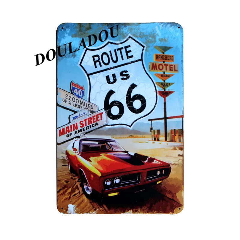 [Douladou] Hot Road, старинная металлическая жестяная вывеска 66, Ретро Авто табличка, плакат, бар, паб, гараж, домашняя тарелка, украшение стены 30*20 см - Цвет: 14