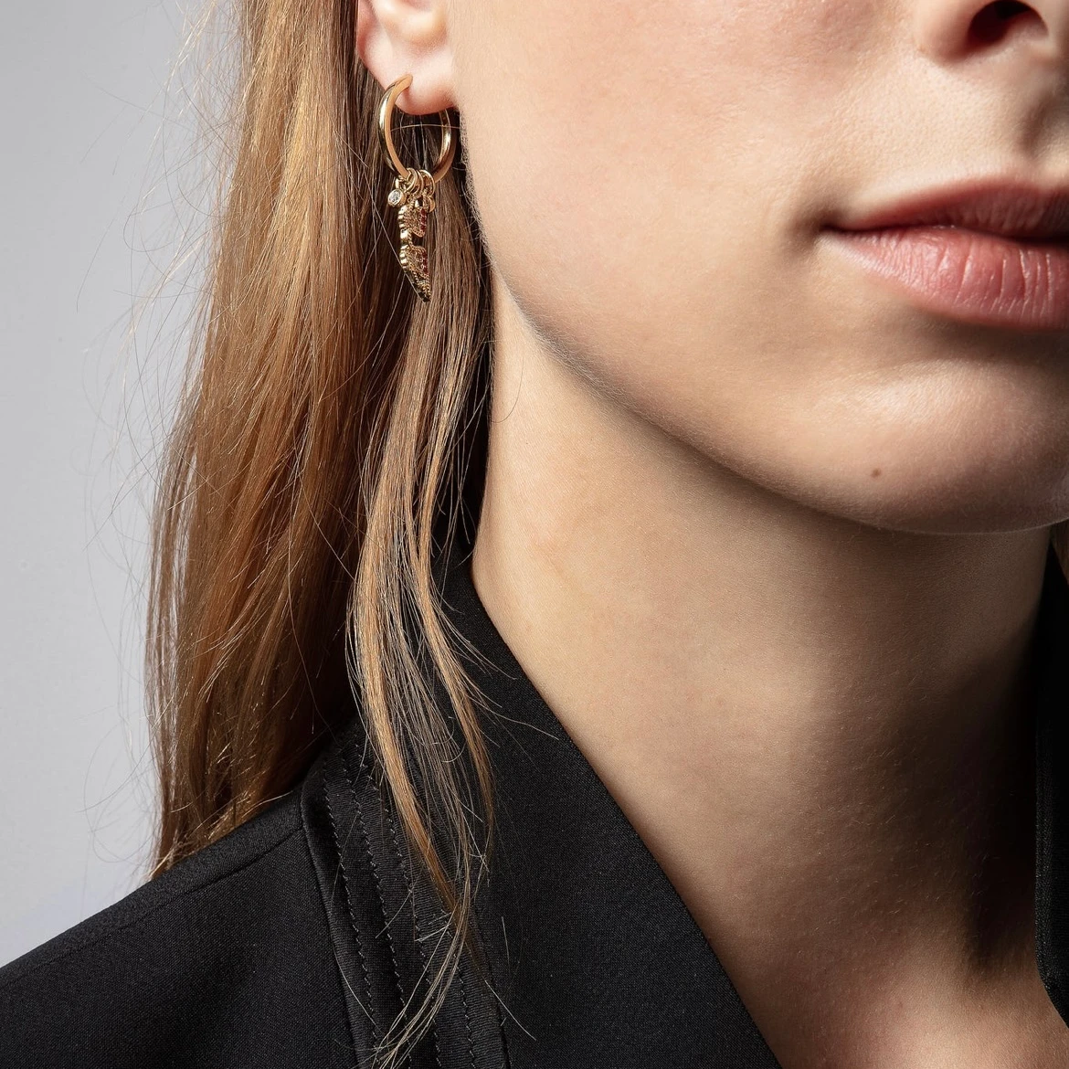 Pendientes de aro con diamantes de colores, decoración chapada en oro, alas| de aro| - AliExpress