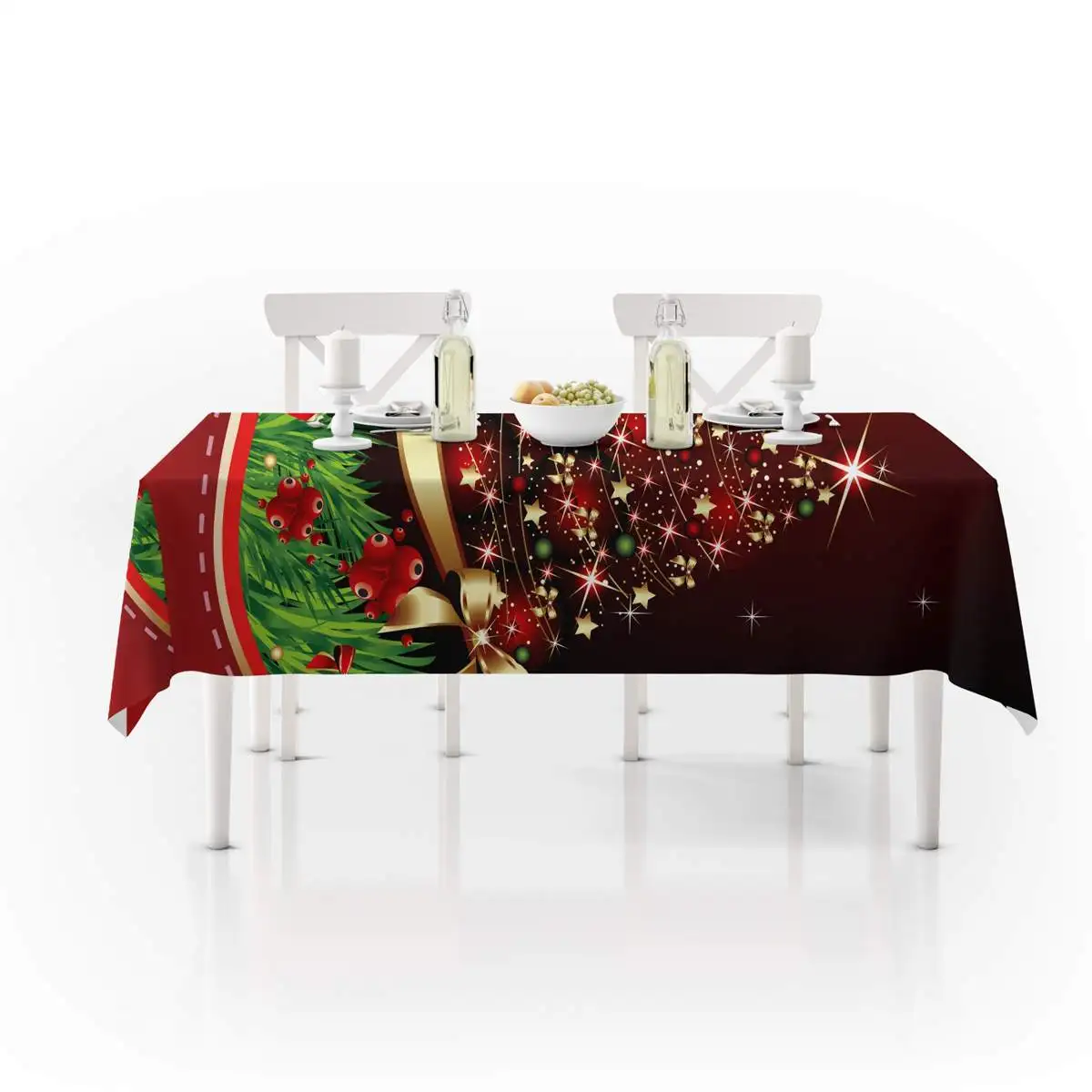 3D Водонепроницаемая прямоугольная скатерть с принтом рождественской елки масляной холст домашние вечерние скатерть для банкета Обложка Коврик декор стола