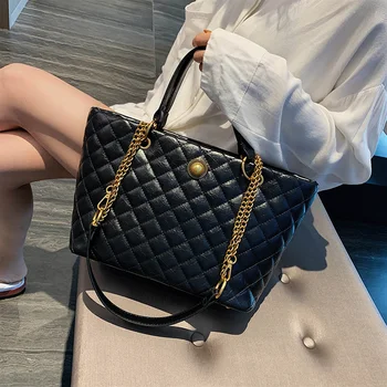 

HOT Retro big Woman Shoulder Bags Famous Brand Luxury lattice Handbags Women Bags Designer High Quality leather Totes Women bag