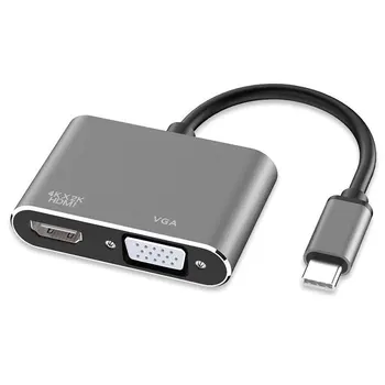 

2 in 1 USB C to 4K*2K HDMI VGA Adapter Type C to HDMI USB 3.1 HUB Converter USB C to VGA Adapter For Apple Macbook TV Samsung S8