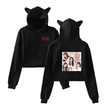 

2019 New 2D print KPOP EXID Album Full Moon fashion trend sala Cat Crop Top Women Hoodies Sweatshirt Sexy hot clothes
