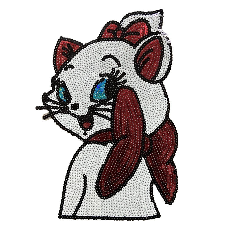 Wuyucong Patchs Chat Blanc Dessin Anime Pour Vetements Couture Sur Paillettes Badge Animal Bricolage Applications Brodees Decoration De Noel Aliexpress