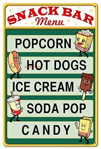 

Maizeco Tin Signs Retro Snack Bar Metal Sign 12" w x 16" h Inch Poster Plate for Kitchen Man Cave Indoor Shop Home Wall Decor