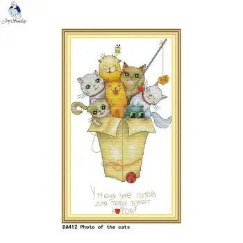 

Photo of the cats Counted 11CT Printed Fabric 14CT Canvas DIY Handmade Chinese Cross-stitch set Embroidery Needlework