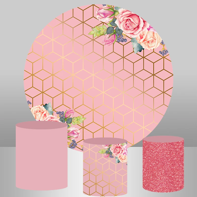 InMemory Круглый круглый фон розовые цветы свадебная фотография для детского дня