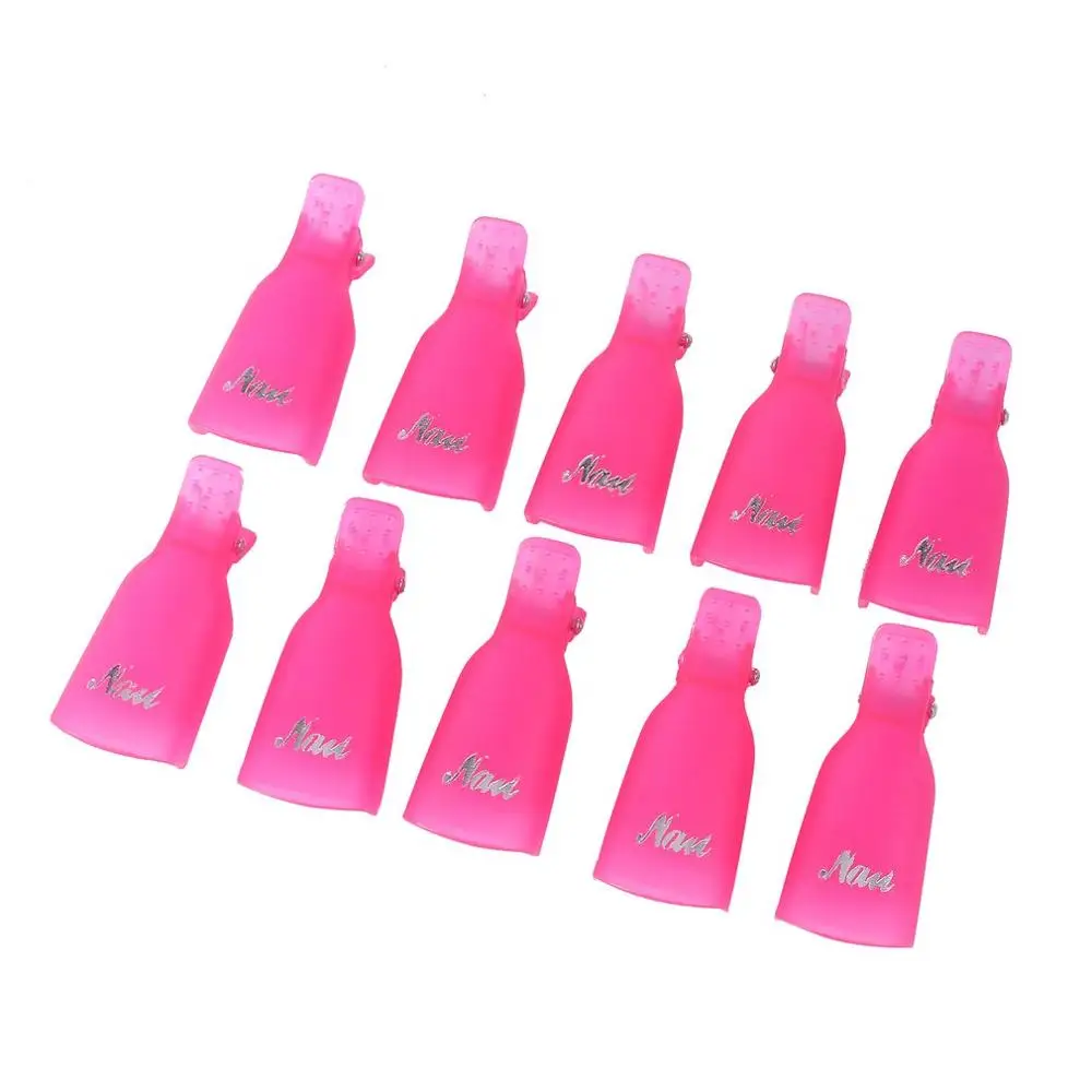 

10x Stylish Nail Art Soak Plastic Nail Art Soak Off Clip Cap UV Gel Polish Remover Wrap Toolfor Removal of Varnish Manicure Tool