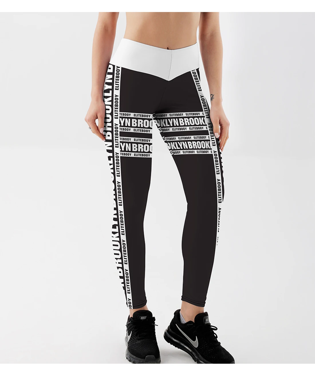 Text Striped Newspaper Print Women Black Leggings Casual Fitness Ladies Workout High Waist Long Leggings Trousers leggings