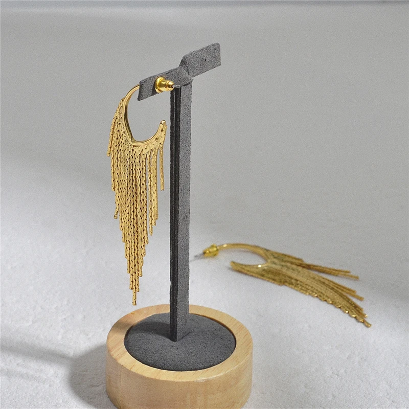 Peri'sBox Minimalist Long Tassel Dangle Earring Flat Irregular Open Hanging Earrings Vintage Punk Trendy Drop Earrings For Women - Image 5