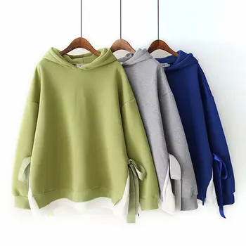 

Oversized Plus Size hooded Women Sweatshirt 2019 Autumn Winter Cotton solid sweatshirt