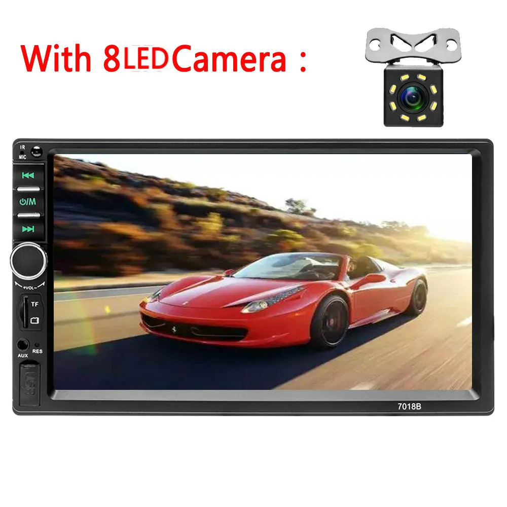 with8led camera Авторадио 7018B 2Din общие модели автомобиля " дюймовый ЖК-сенсорный экран радио плеер Bluetooth аудио поддержка резервная камера - Цвет: with8led camera