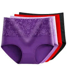 

2022NEW 3Pcs Women's Panties High Waist Abdominal Seamless Underwear Cotton Sexy Briefs Girls Plus Size Underpant Women