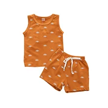 Lioraitiin 0-24M Newborn Baby Boy’s Casual Vest Shorts Suit Fashion Sun Printed Sleeveless Tops Short Pants