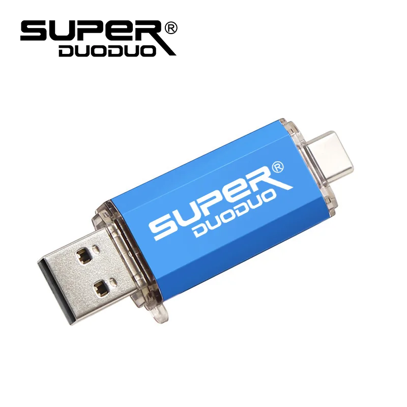 Высокоскоростные флеш-накопители USB 2,0 типа c, флешка, usb ключ, 64 ГБ, 32 ГБ, 16 ГБ, 128 ГБ, ручка-драйвер, персонализированные USB флеш-накопители Clef - Цвет: blue