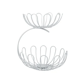 

Wedding Party Modern Fruit Basket Double Layer Iron Kitchen Organizer Home Hotel Draining Display Stand Living Room Countertop