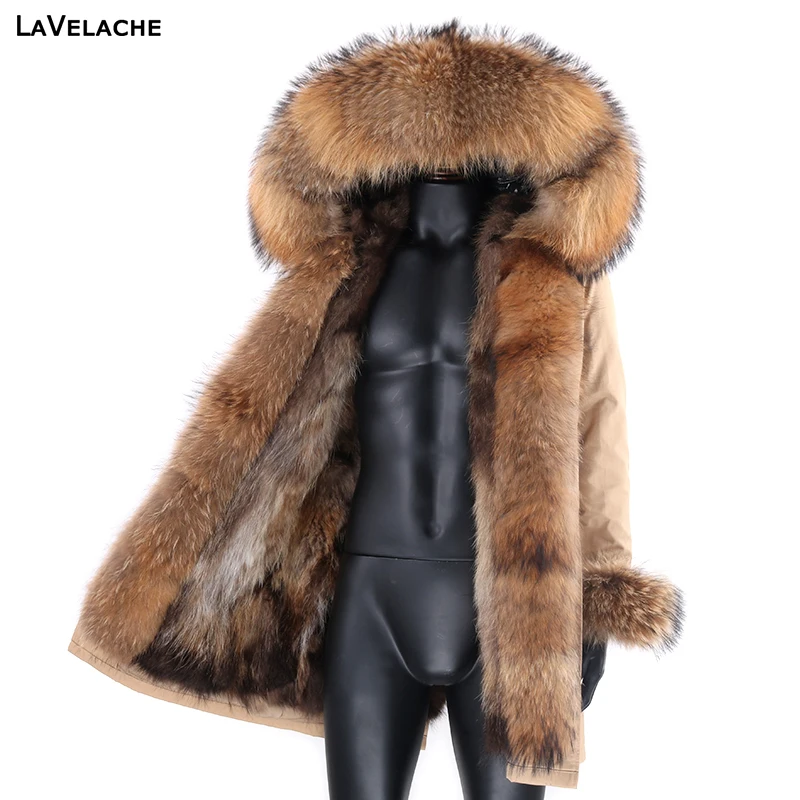 Men Parka Winter Waterproof Long Jacket Real Fox Fur Coat Man Parkas Natural Raccoon Collar Hooded Streetwear | Мужская одежда