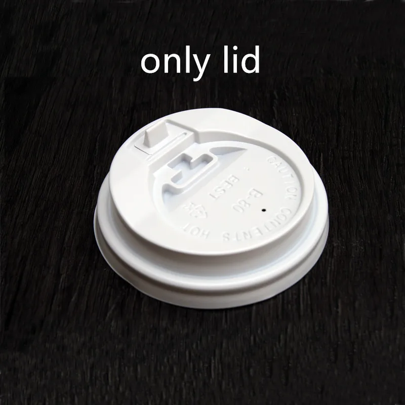 only lid1 50 шт Толстая одноразовая кофейная чашка 250 мл белый жемчужный молочный чай соевого молока бумажные чашки холодной и горячей напитков упаковки кружки с крышками - Цвет: only lid1