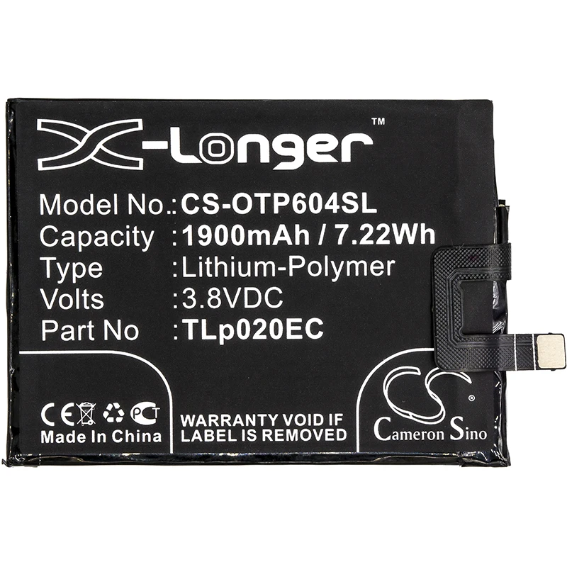 Cameron sino 1900 мАч батарея для Alcatel One Touch Pop Up, One Touch Pop Up LTE Dual SIM, OT-6044, OT-6044D, TLp020EC