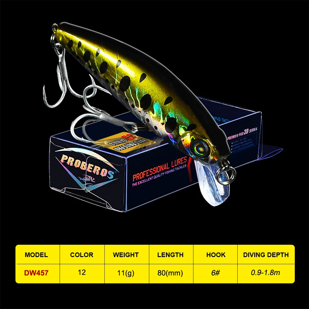 1PC Fishing Lures Minnow 3.15&quot-8cm/0.39oz-11g Bait with 6# Hooks Painted Tackle 12 Colors | Спорт и развлечения