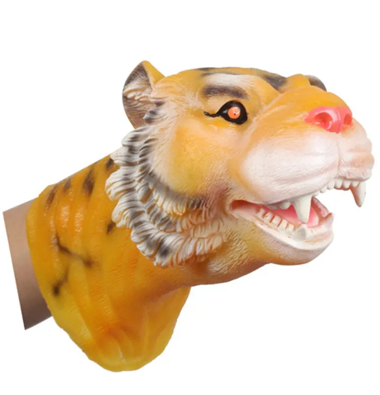 

Hot Sales Model Soft Silcone Animal Dinosaur Large Size Hand Puppet Children Character Play Interactive Toy Trick Props