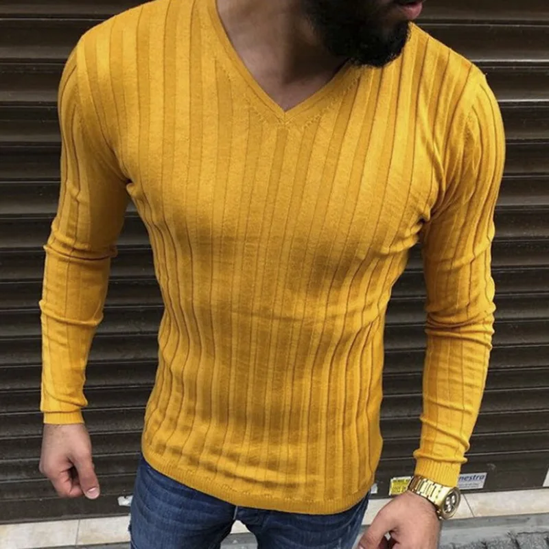 Puimentiua Mens Casual Warm Sweater Long Sleeve Striped Fitness Knitted Sweaters Pullover Men Top Clothes Sweater Solid 2019