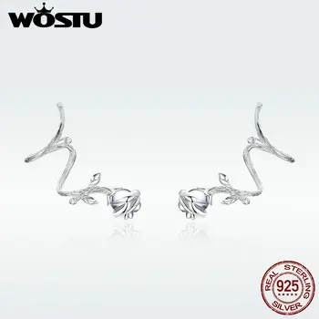 

WOSTU S925 Noble Rose Stud Earrings Gennuie 925 Sterling Silver CZ Earrings Hot Fashion For Women Jewelry Gift BNE238