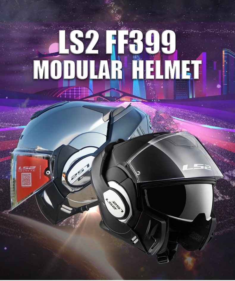 Аутентичный LS2 FF399 Полнолицевой мото rcycle шлем флип-ап двойной козырек носить очки дизайн ECE хромированный cascos de moto шлем