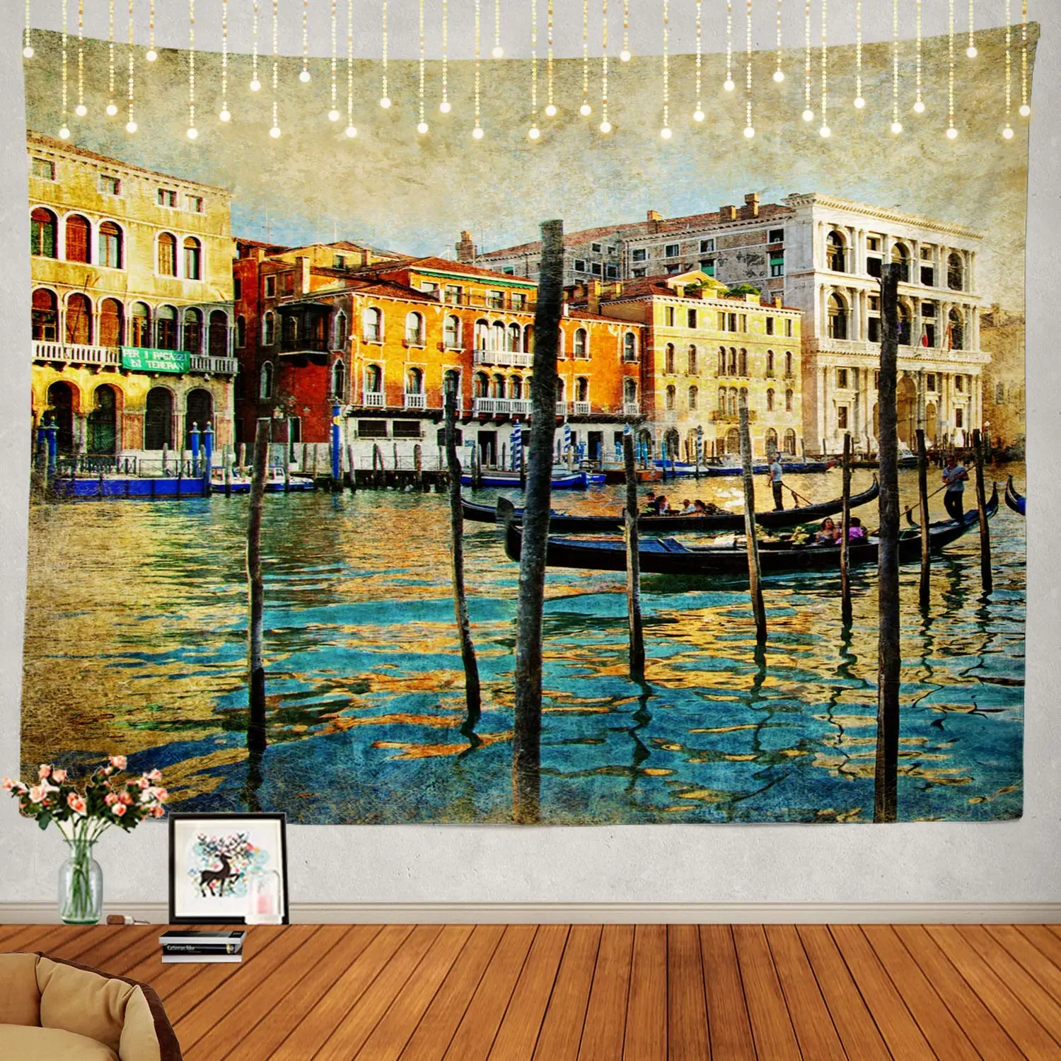 Venice Italy Gondola Travel Vacation Retro Wall Hanging Tapestry Decorations