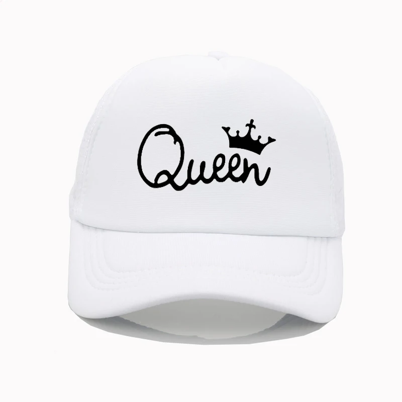 Бейсболки с принтом в виде букв «KING QUEEN», летние сетчатые кепки от солнца, модные кепки в стиле хип-хоп для пары