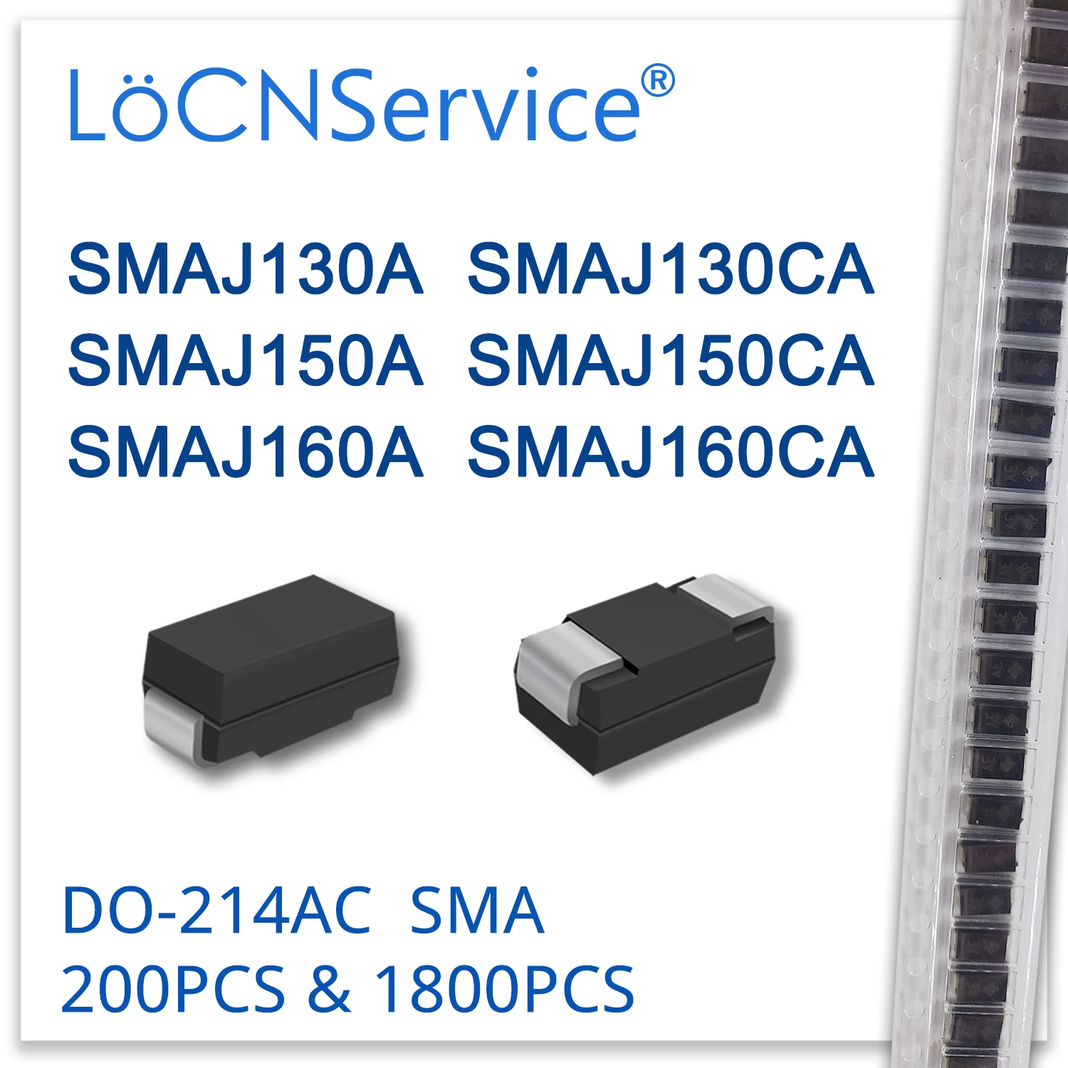 200 шт. 1800 диоды SMAJ130 SMAJ130A SMAJ130CA SMAJ150 SMAJ150A SMAJ150CA SMAJ160 SMAJ160A SMAJ160CA DO214AC | Электроника