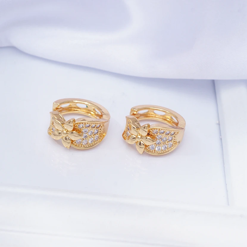 Серьги-кольца с кристаллами в виде цветов, кубический цирконий, золотые серьги-кольца для женщин, свадебные серьги, новые серьги