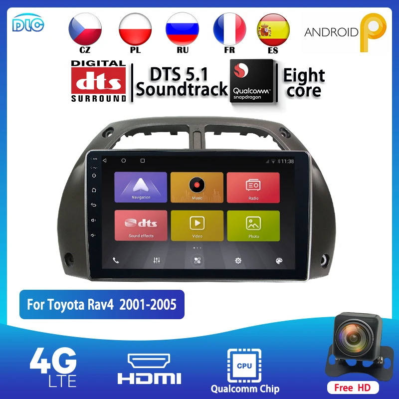 DLC чип Qualcomm 1280*720 IPS 10 дюймов Android 9 0 GPS стерео FM/RDS DTS BT WIFI + 4G для 2007 2011 Rav4 4 64G DSP