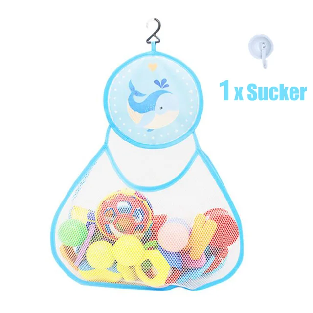 Baby Bath Toys Cute Duck Frog Mesh Net Toy Storage Bag Strong Suction Cups Bath Game Bag Bathroom Organizer Water Toys for Kids Whale