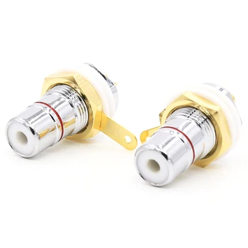 

8PCS Rhodium+Gold Plated RCA Socket Phono Chassis Female HIFI AMP