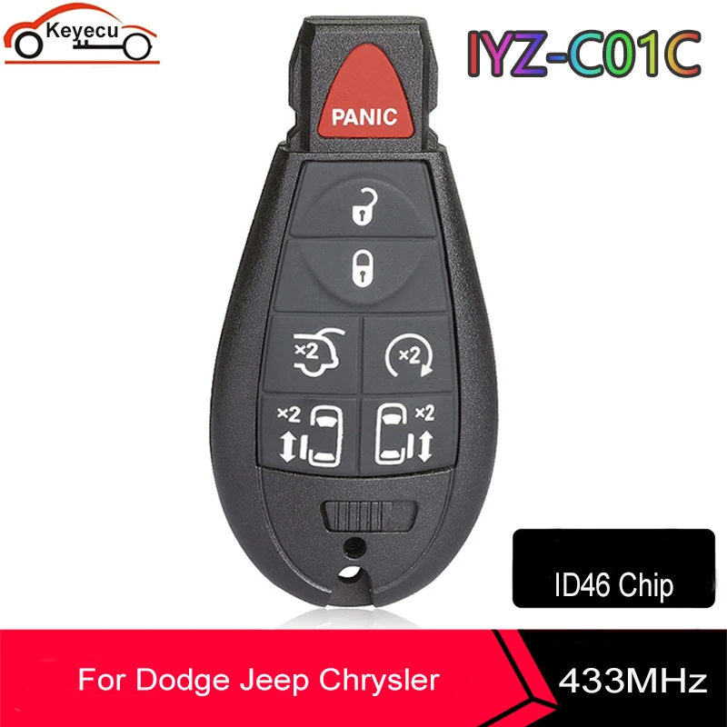 KEYECU M3N5WY783X IYZ-C01C 6 + 1 7 кнопок Fob 433 МГц для Dodge Caravan Jeep Chrysler Town &amp Country смарт-пульт