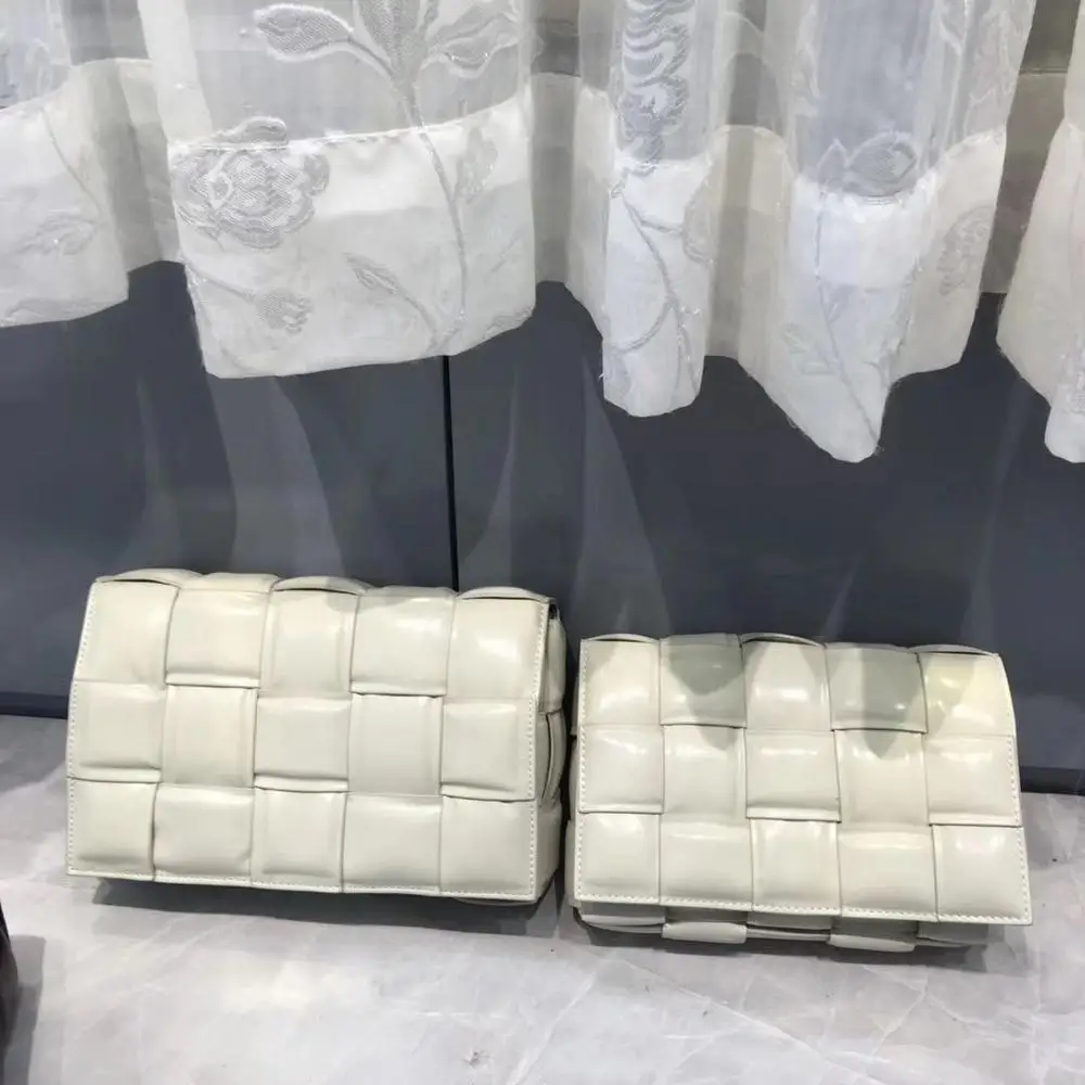 large white Роскошные сумки, женские сумки, дизайнерская вязаная натуральная кожа, сумка на плечо, женская сумка-мессенджер, Воловья кожа, тканые кошельки и сумки - Цвет: large white