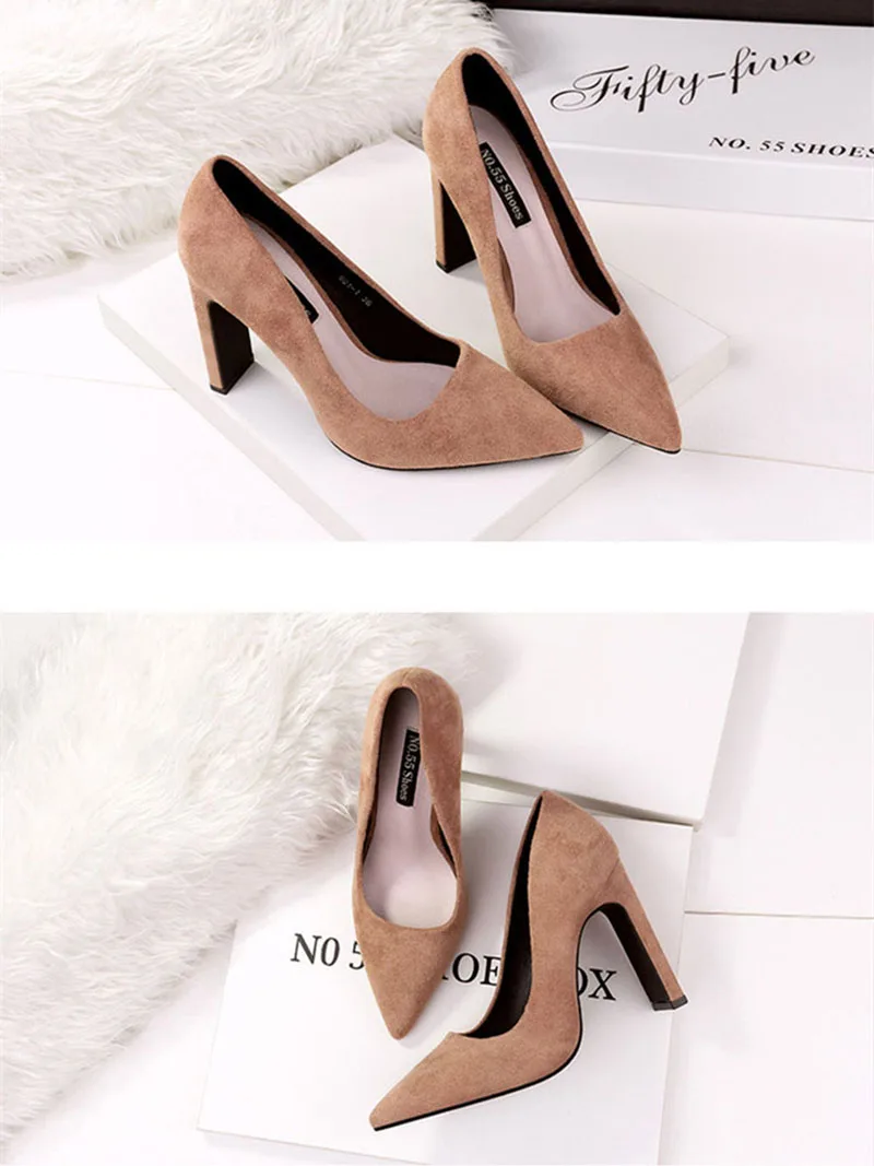 2020 Fahsion Thick Heel Pointed Toe Women Pumps High Heels Shoes Female Sexy Party Shoes Office Leisure Ladies Shoes VT707 (14)