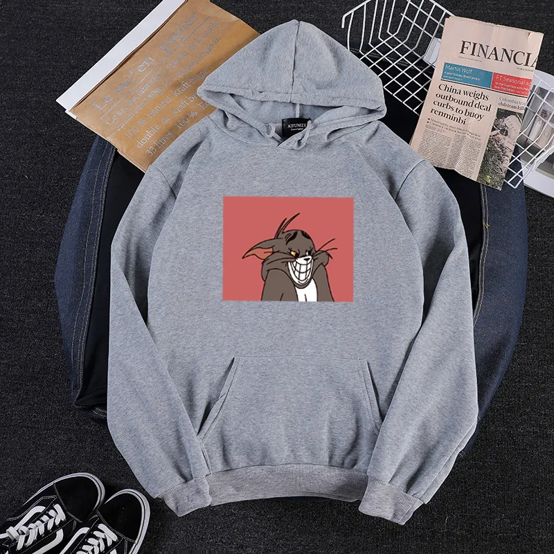 Женская толстовка с капюшоном Tom& Jerry, шапка, пуловер, милый спортивный костюм с героями мультфильмов, Harajuku, эстетическая негабаритная толстовка с капюшоном,, Kawaii
