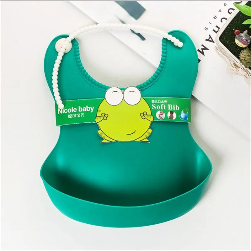 Однотонные силиконовые нагрудники для кормления младенцев детский нагрудник водонепроницаемый мягкий передник для кормления - Цвет: Dark Green